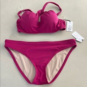 Shade & Shore Pink Bikini with Halter Straps and Side Ties